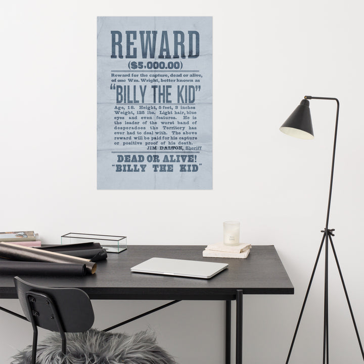 Billy The Kid Reward Retro Poster - 24" x  36"