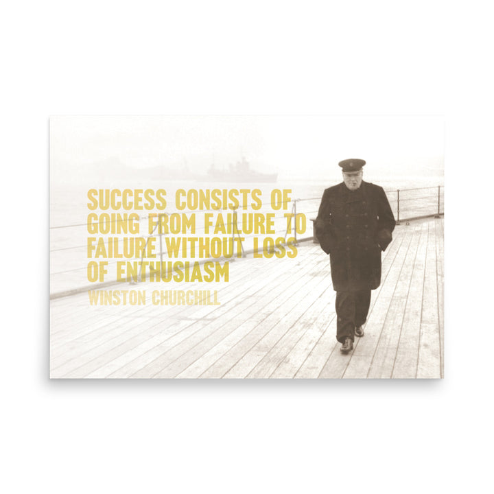 Winston Churchill On Success & Failure Retro Poster - 36" x 24"