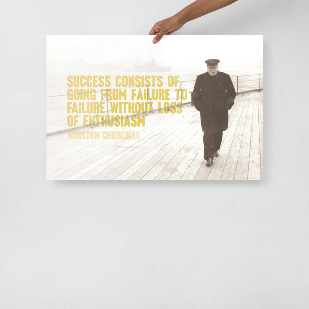 Winston Churchill On Success & Failure Retro Poster - 36" x 24"