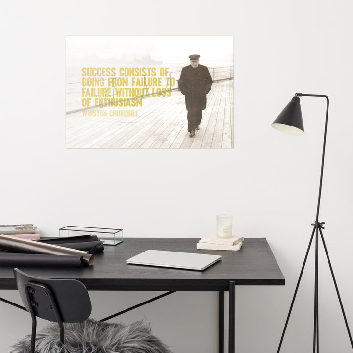 Winston Churchill On Success & Failure Retro Poster - 36" x 24"