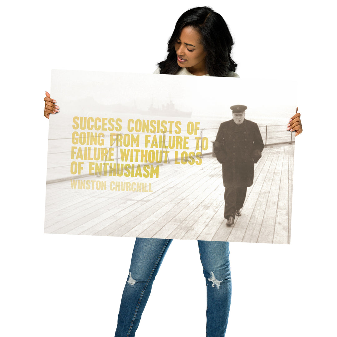 Winston Churchill On Success & Failure Retro Poster - 36" x 24"