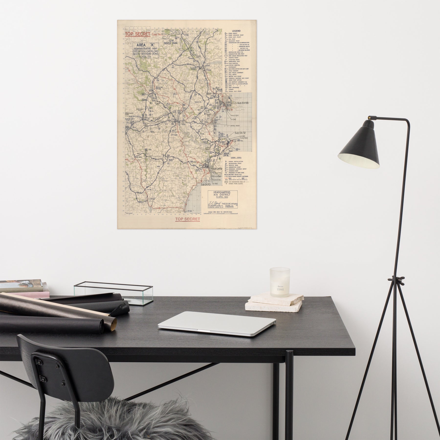 Operation Overlord 1944 Devon Embarkation Map Retro Poster - 24