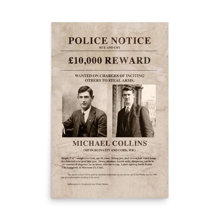 Michael Collins Wanted Man Retro Poster - 24" x 36"