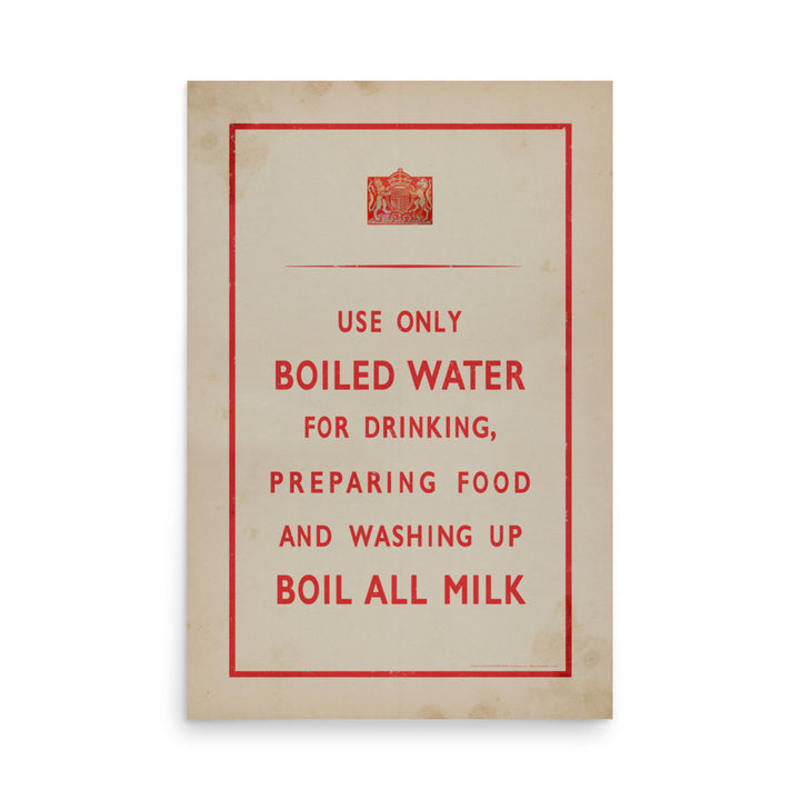 'Boil All Milk' World War II Retro Poster - 24" x 36"