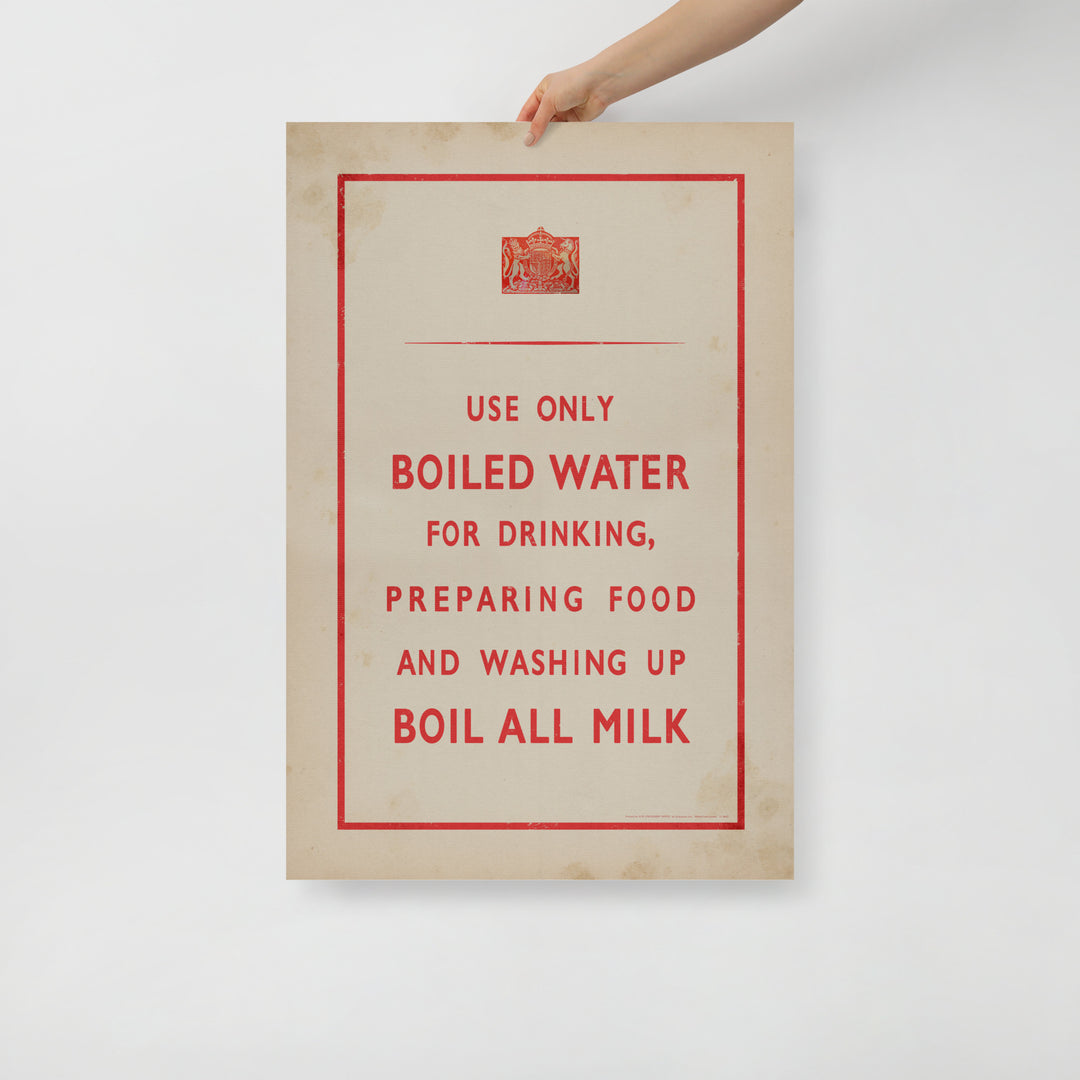 'Boil All Milk' World War II Retro Poster - 24" x 36"