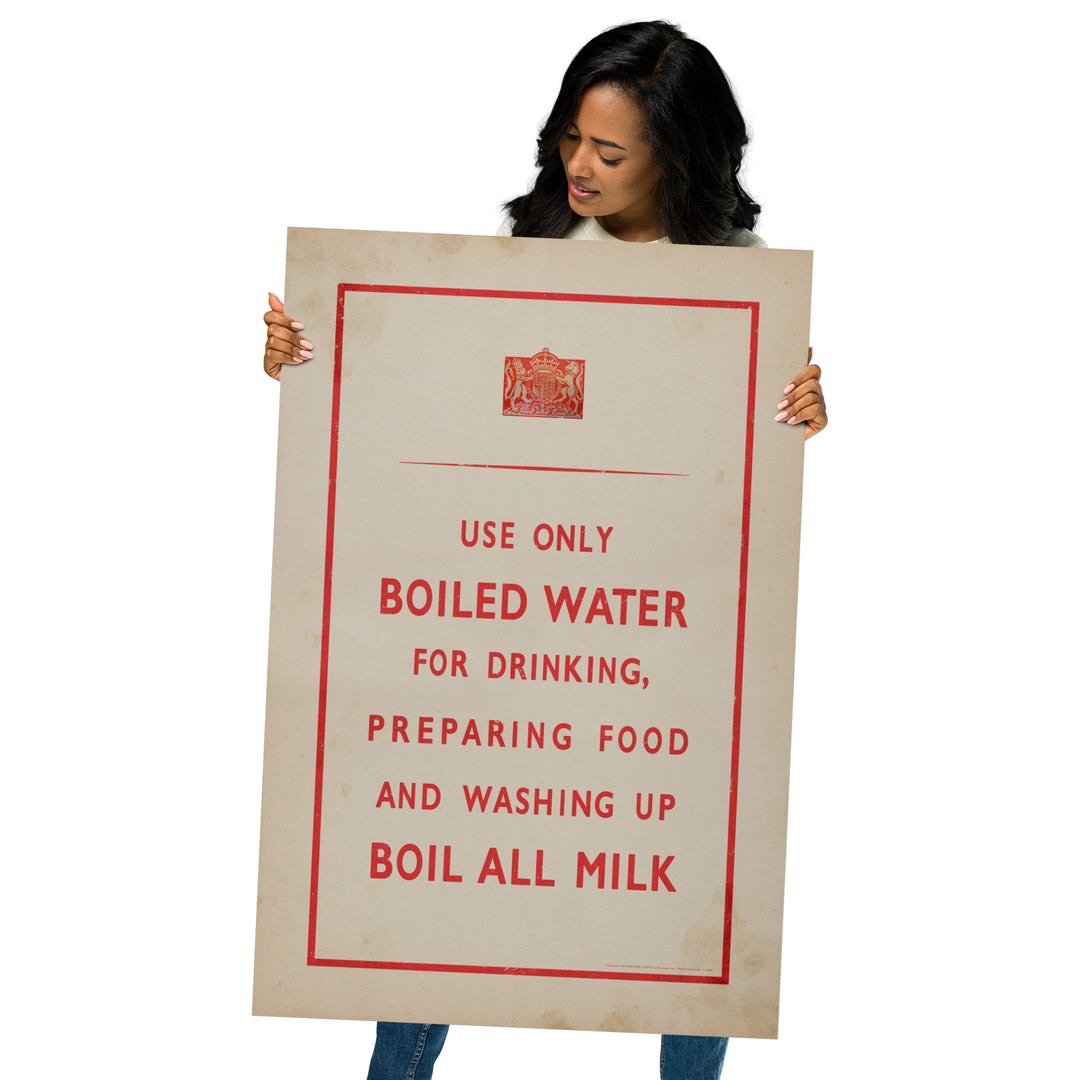 'Boil All Milk' World War II Retro Poster - 24" x 36"