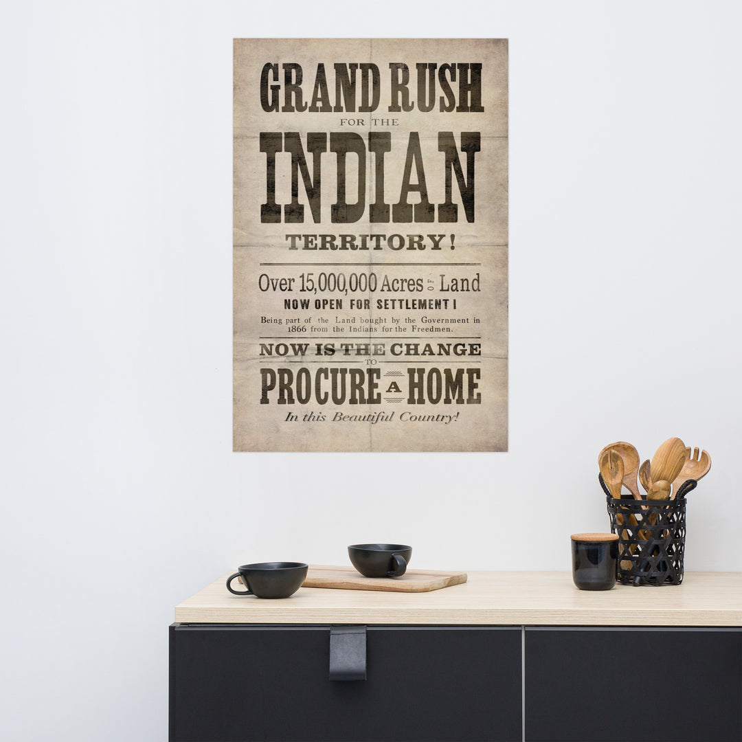 'Grand Rush For Indian Territory' Retro Posters