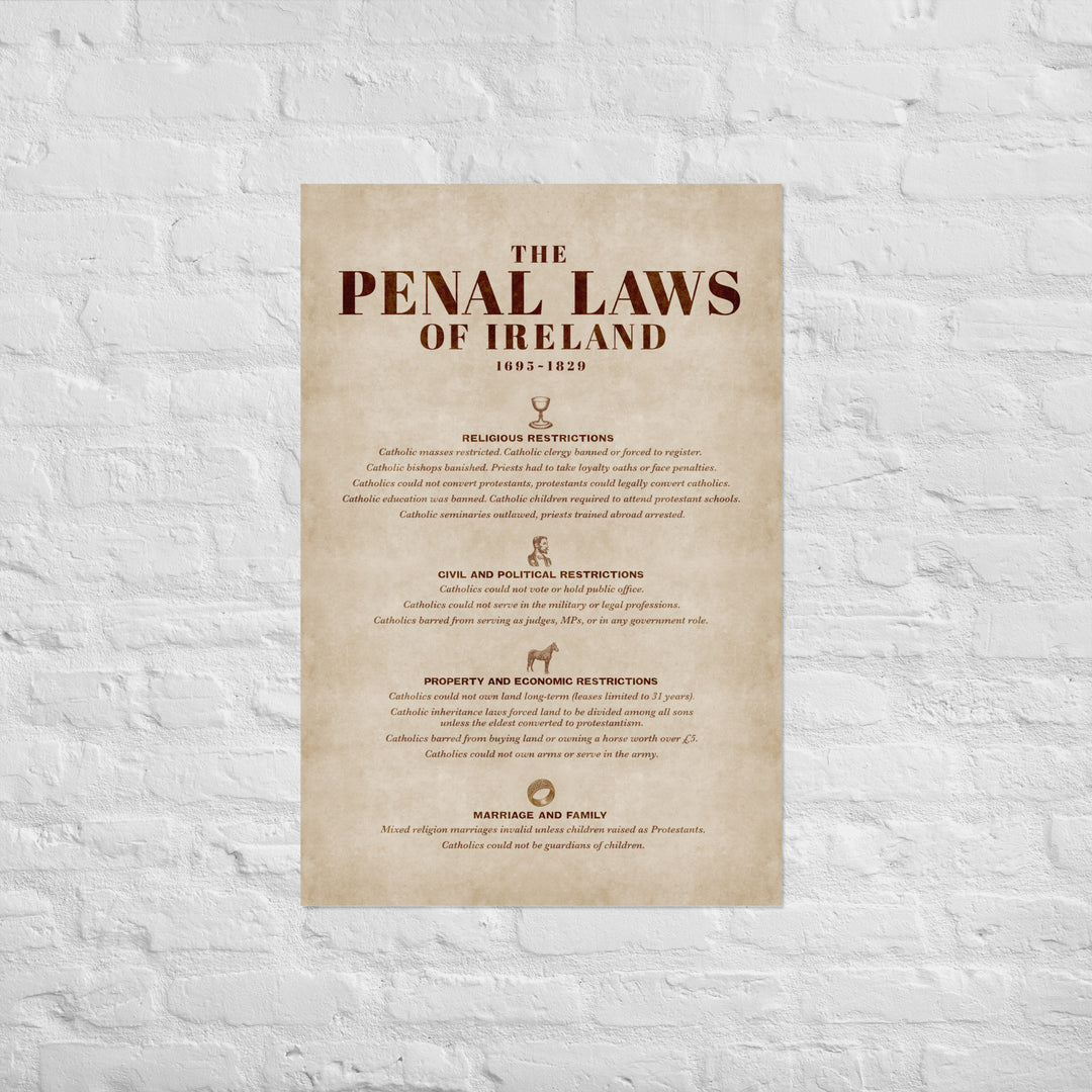 The Penal Laws Of Ireland Retro Poster - 24" x 36"