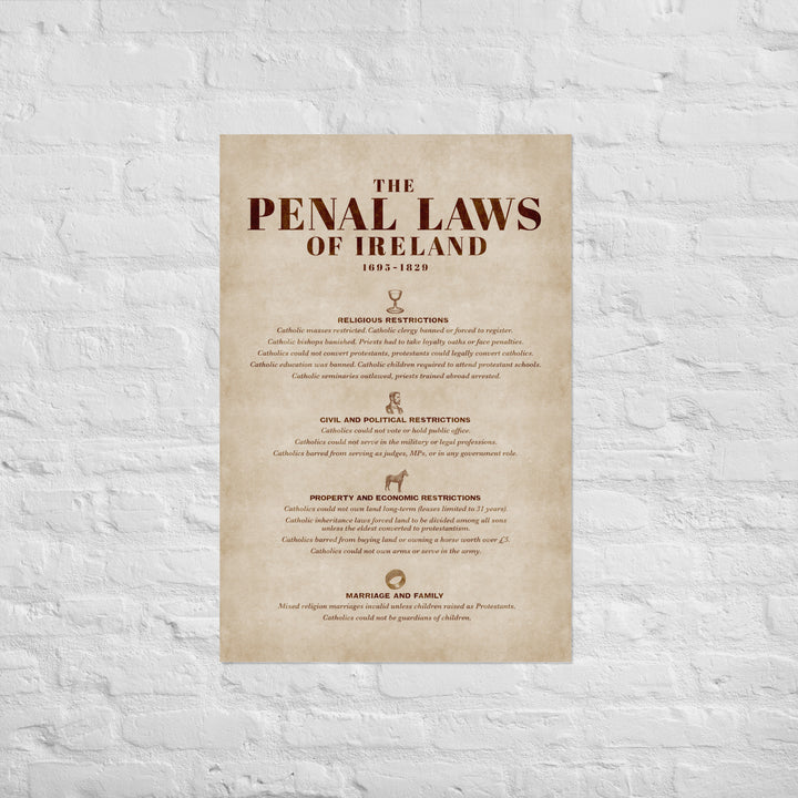 The Penal Laws Of Ireland Retro Poster - 24" x 36"