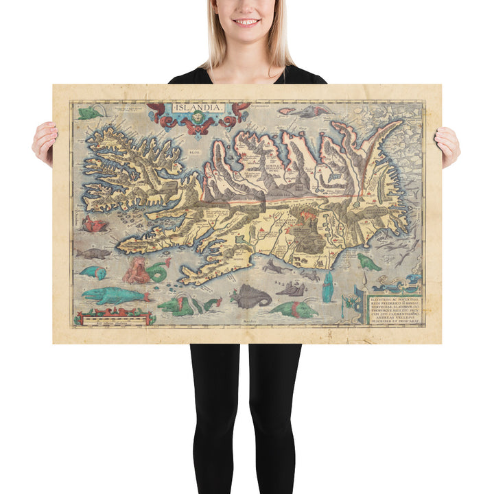 Viking Islandia Map 1603 Retro Poster - 36" x 24"