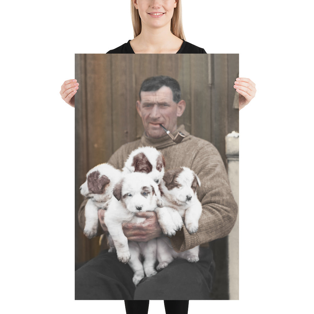 Tom Crean And "His Pups” Retro Poster - 24" x 36"