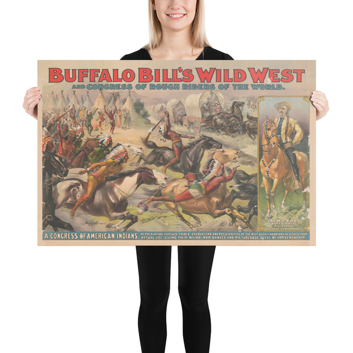 Buffalo Bill's Wild West Retro Poster - 36" x 24"