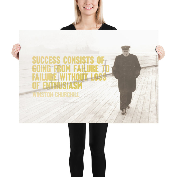 Winston Churchill On Success & Failure Retro Poster - 36" x 24"