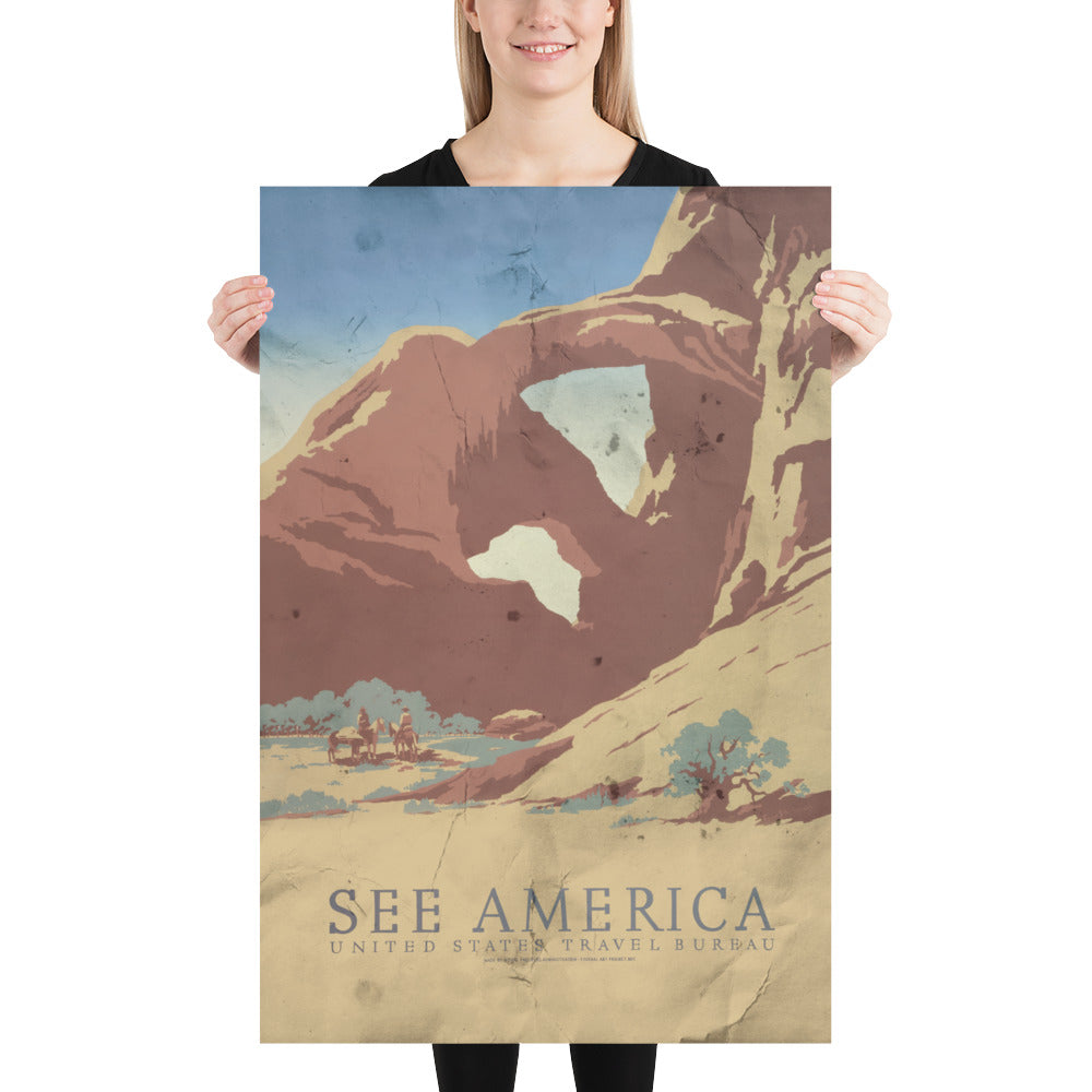 "See America'  Arizona Retro Poster - 24" x 36"