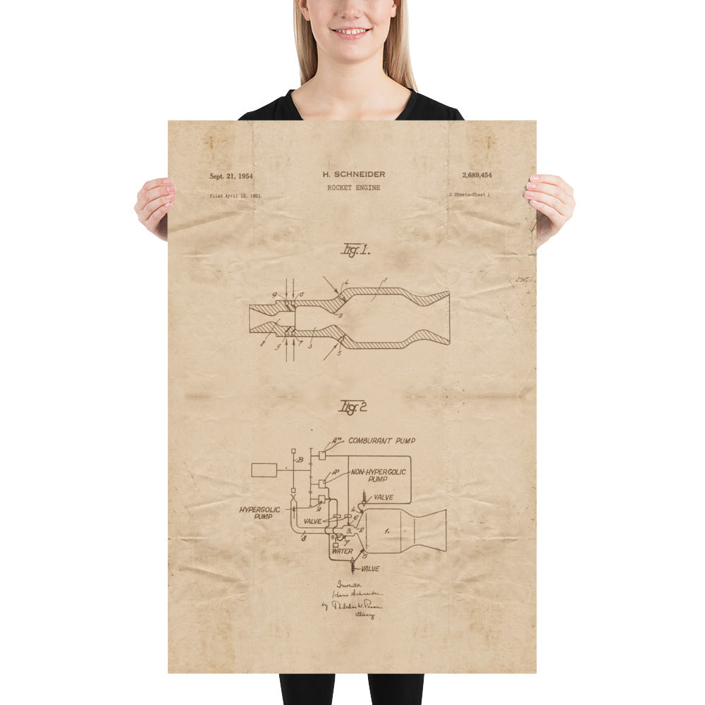 Rocket Engine Patent Pended 1954 Retro Poster - 24" x 36"