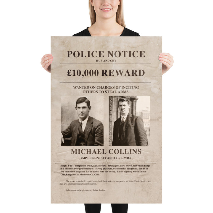 Michael Collins Wanted Man Retro Poster - 24" x 36"