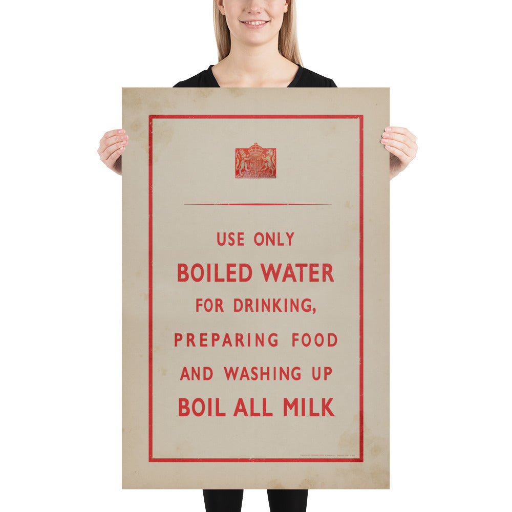 'Boil All Milk' World War II Retro Poster - 24" x 36"