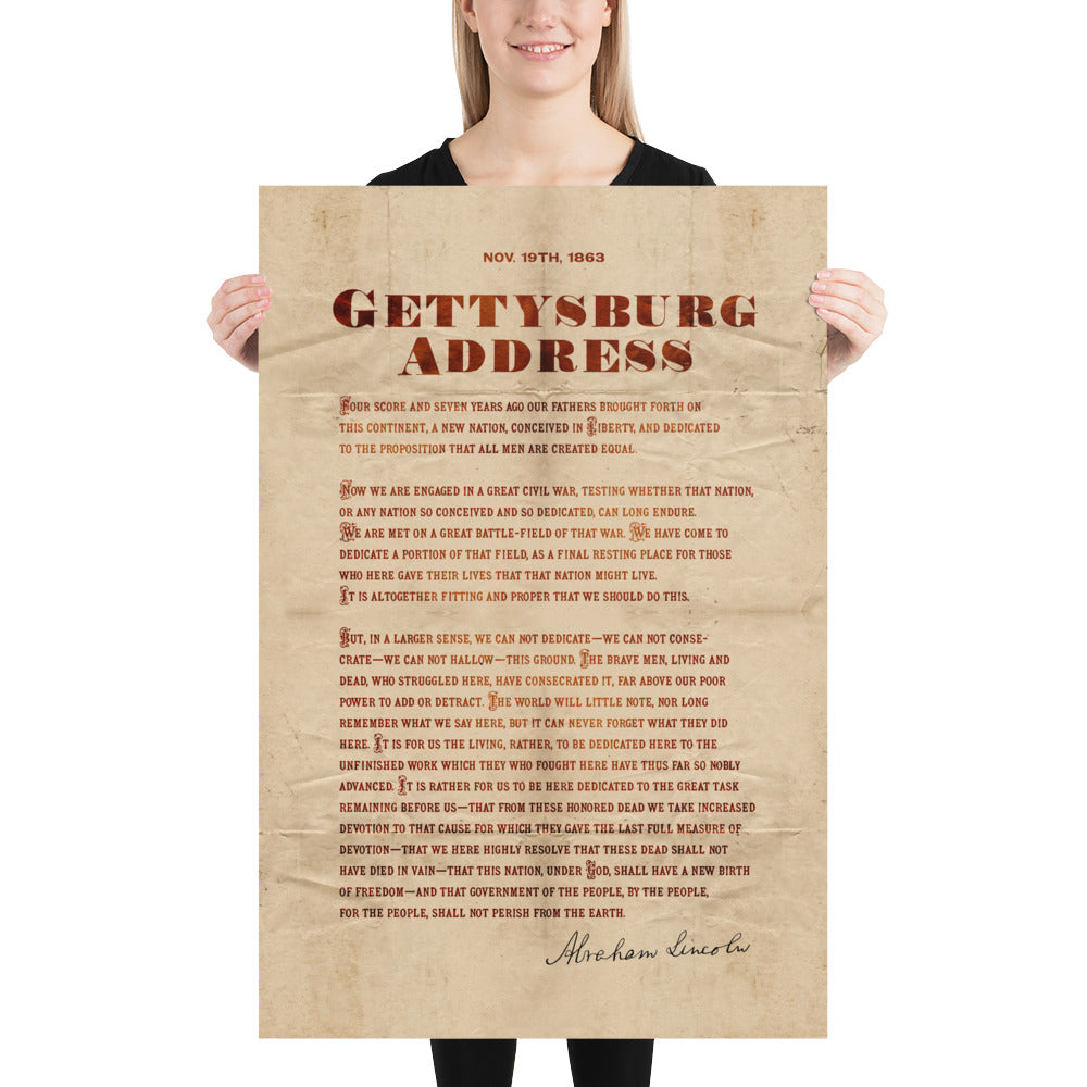 The Gettysburg Address Retro Poster - 24" x 36"